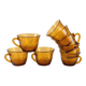 8 Vereco Daisy cups – amber glass – 1970s