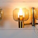 Paire Appliques Scandinaves Laiton verre fumés