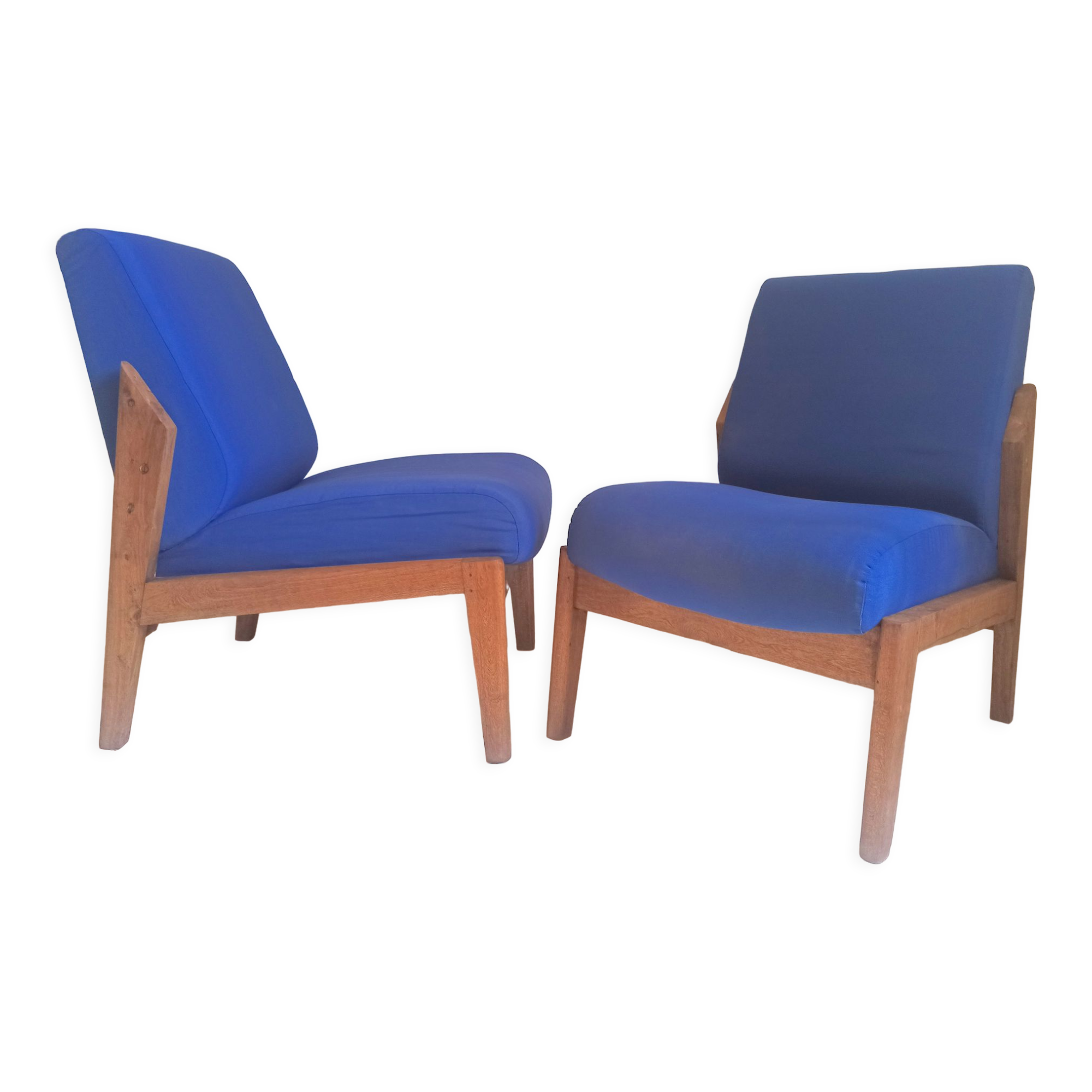 Pair of solid teak armchairs 50s
