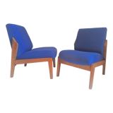 Pair of solid teak armchairs 50s