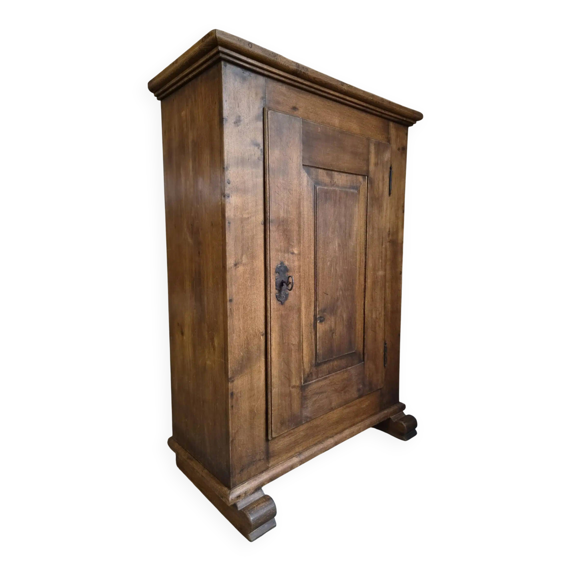 French antique oak wardrobe with one door, 18th century.