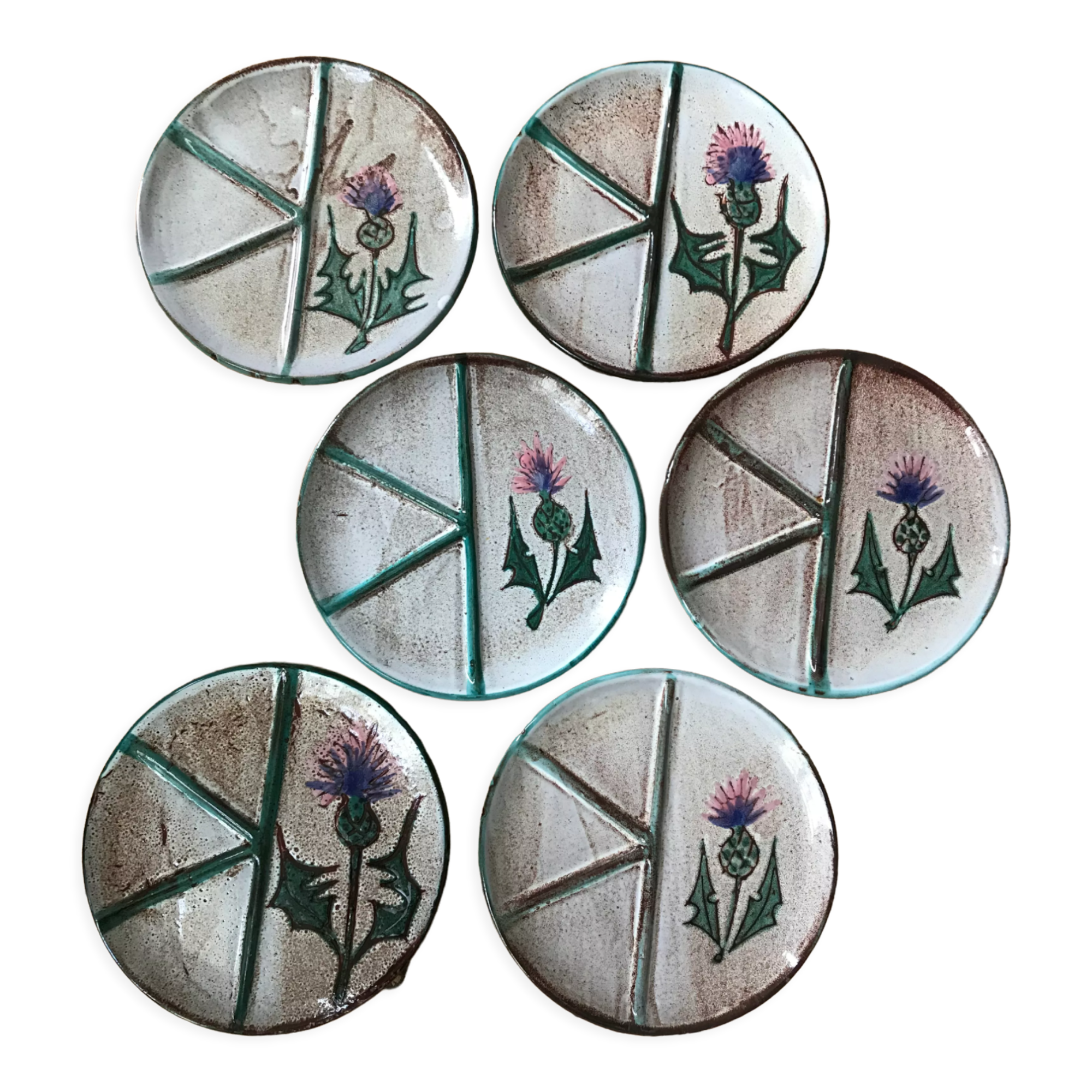 Set of 6 flat plates “Étienne Daniel” Vallauris