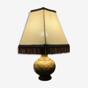 Lampe de table en céramique décor fleur