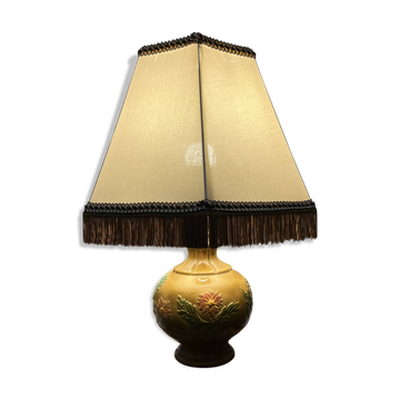 Lampe de table en céramique décor fleur