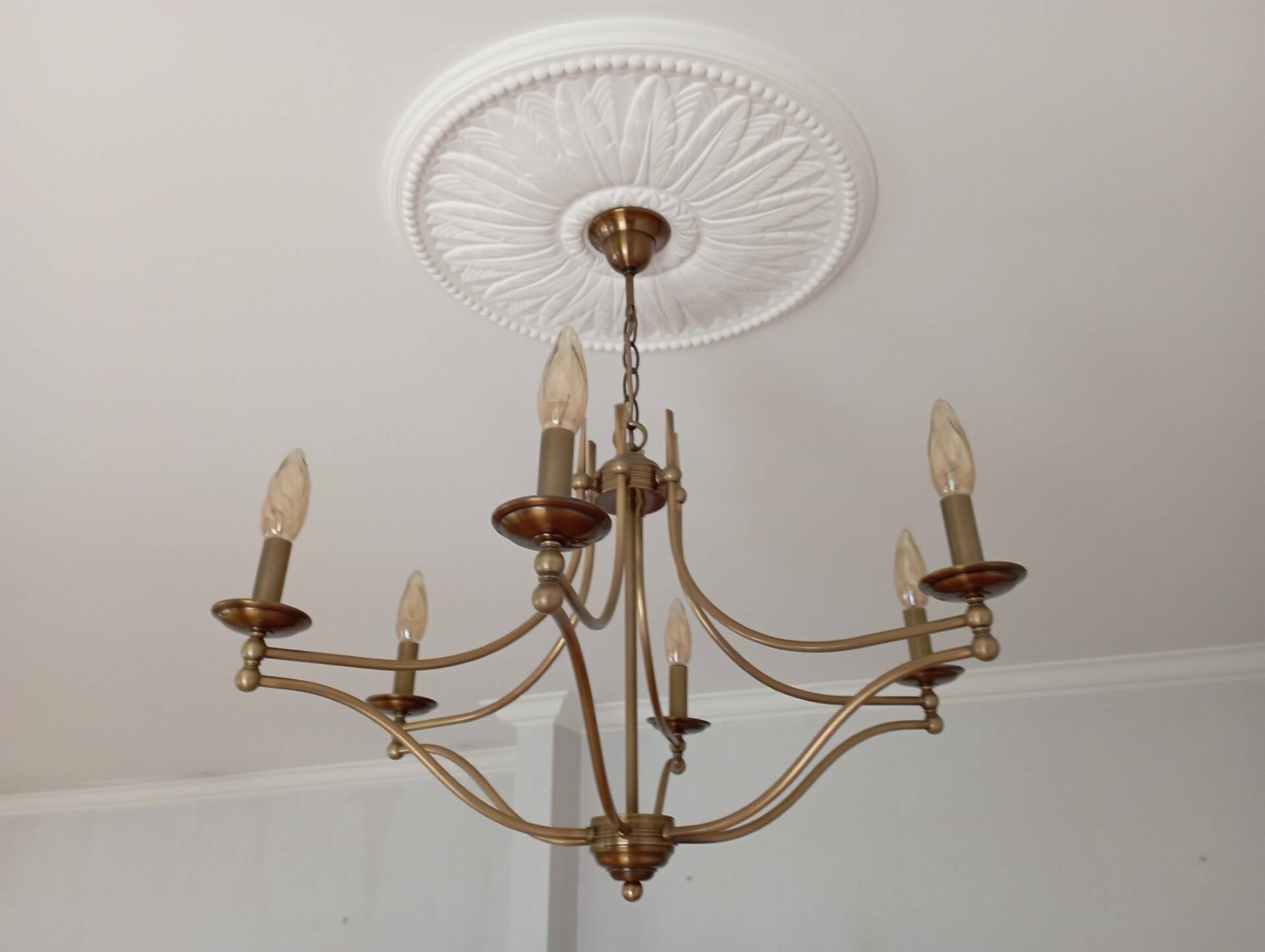 6-branched brass chandelier