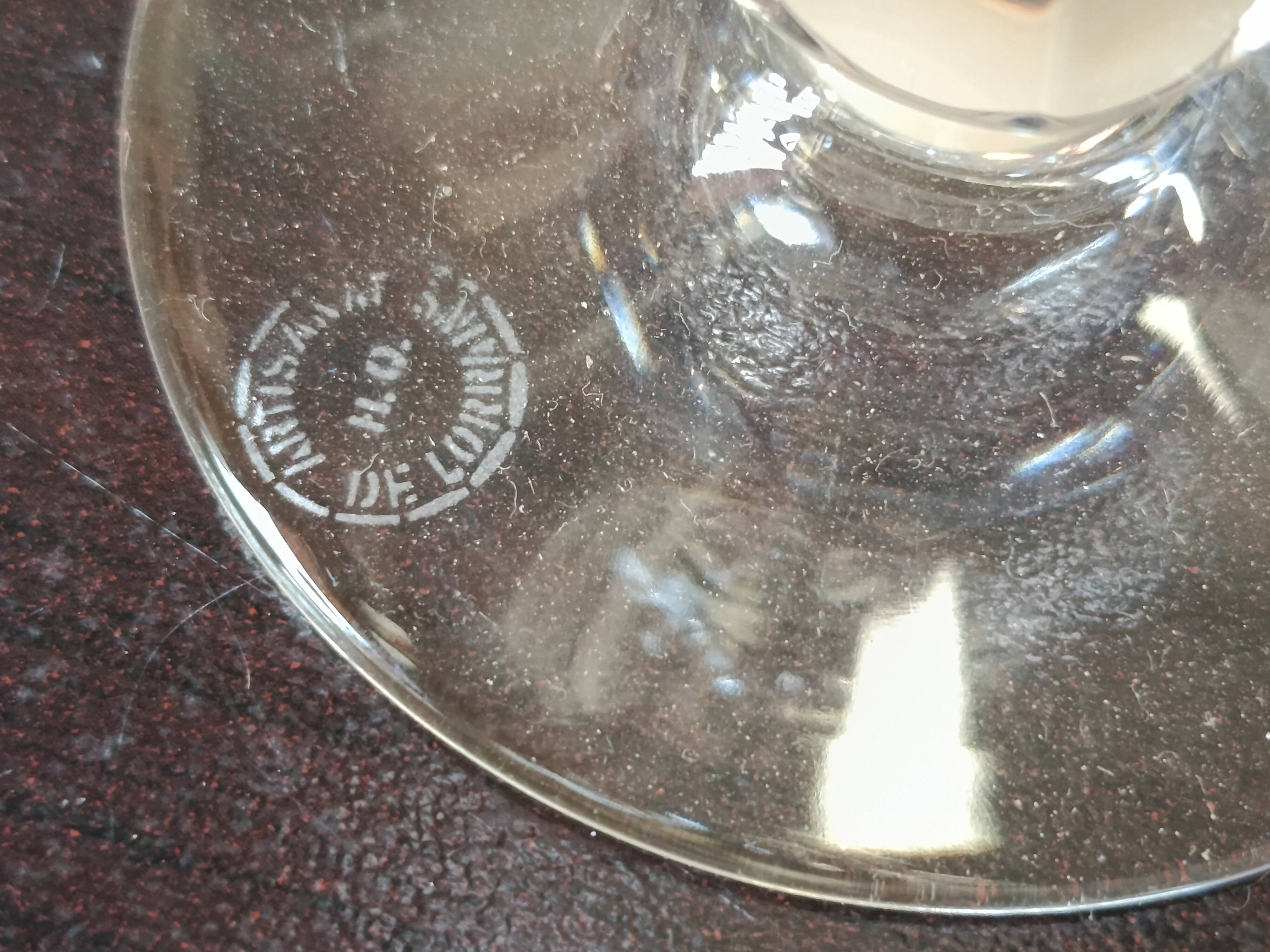 Set of 5 champagne flutes, Lembeg Crystal, 1960