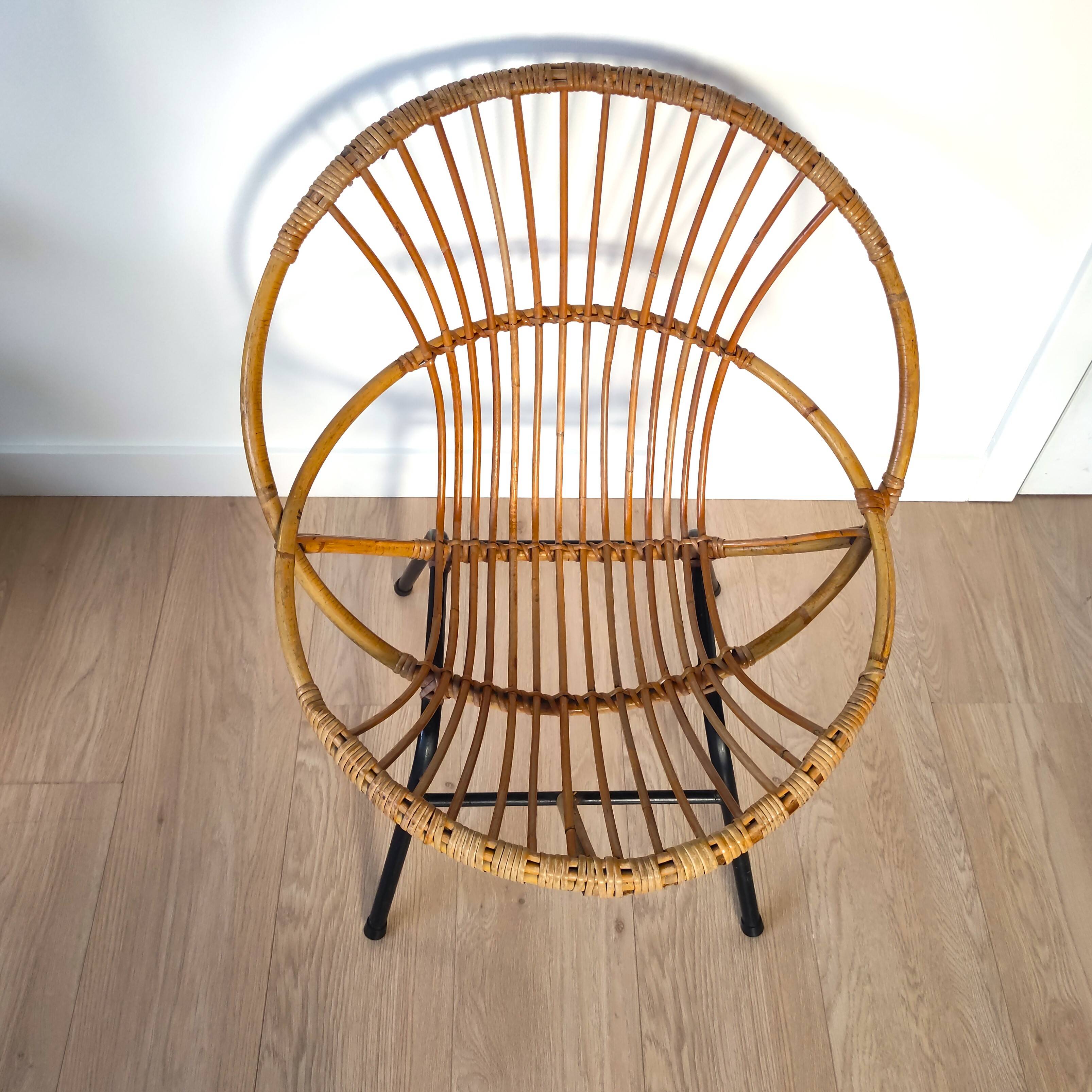 Vintage rattan chair, Rohe Noordwolde, 1960s