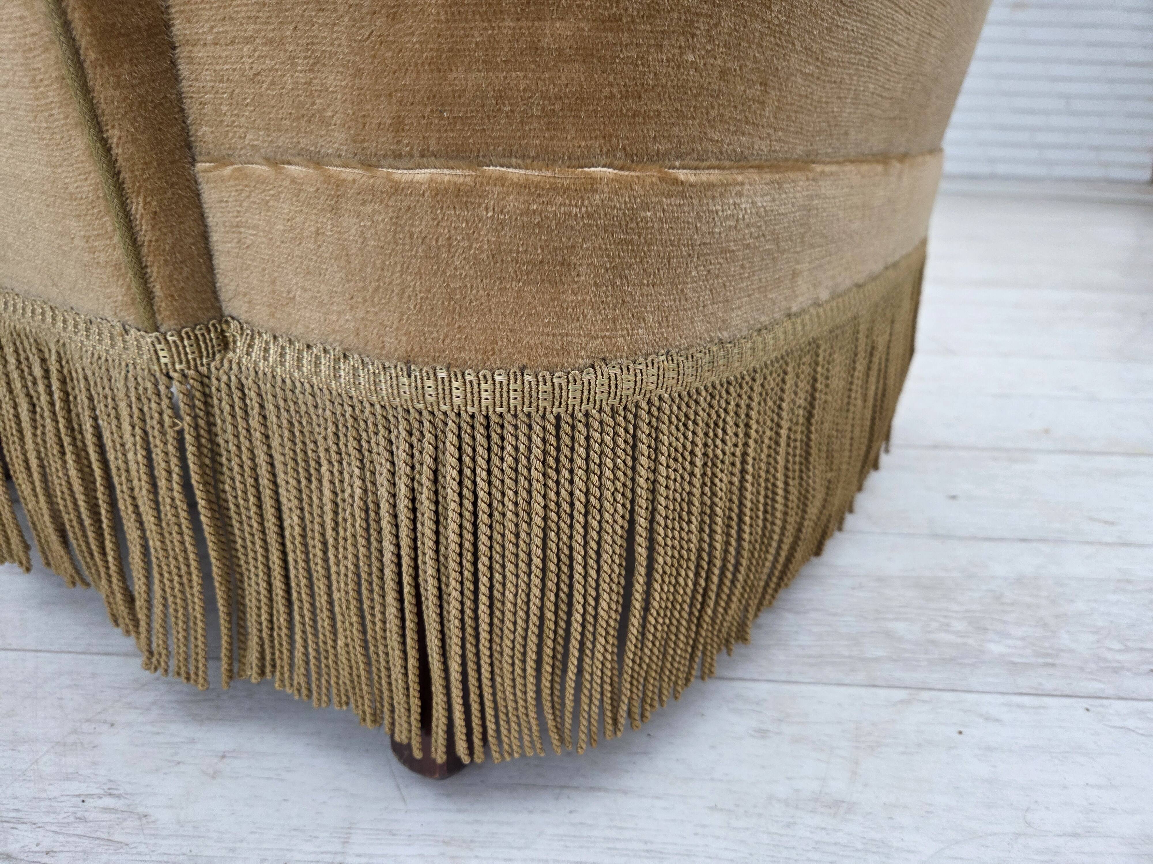 1970s, Danish armchair, light green furniture velour.