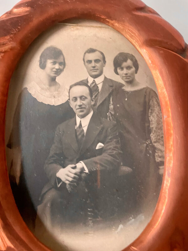 Cadre photo en cuivre et métal art nouveau