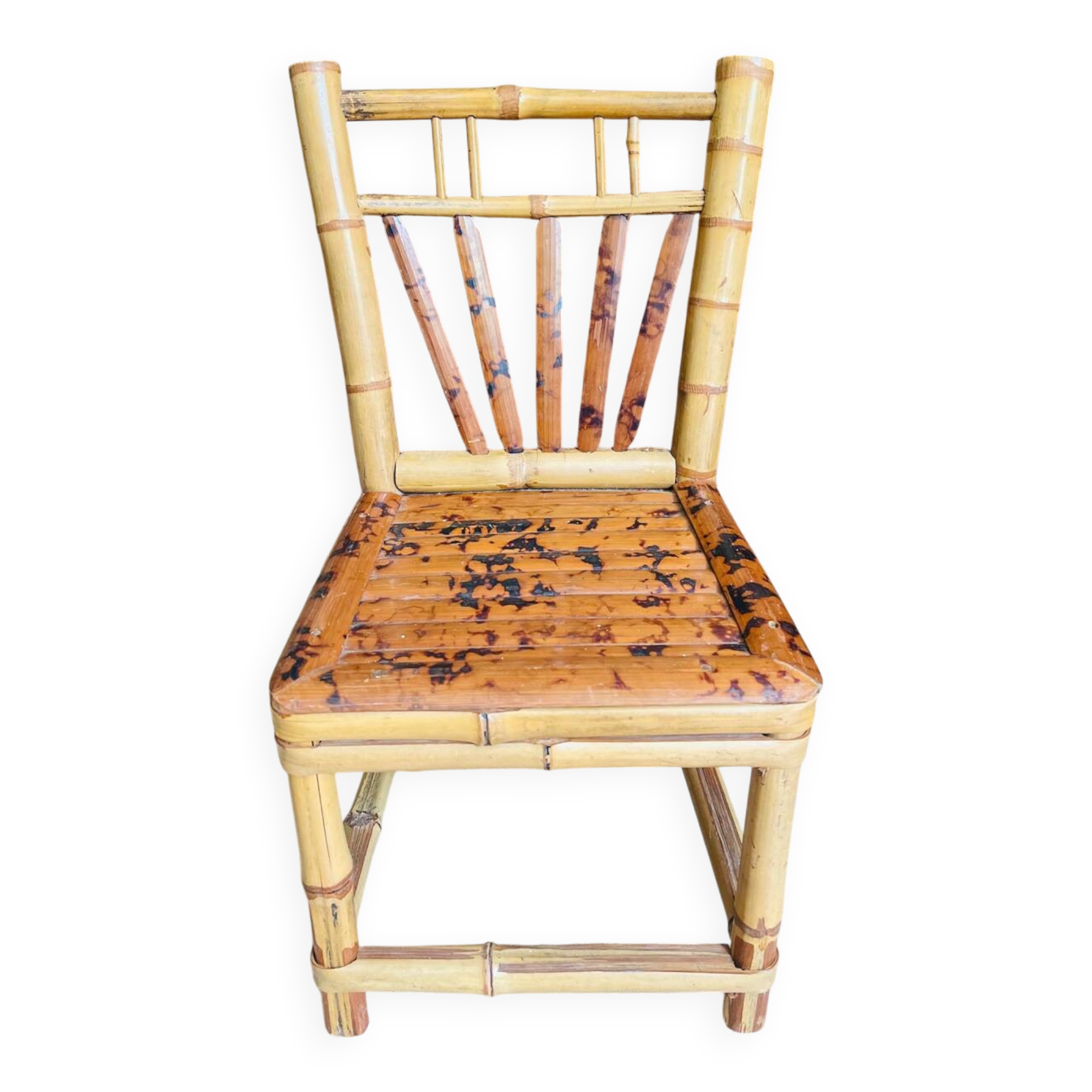 Petite chaise en bambou flammé