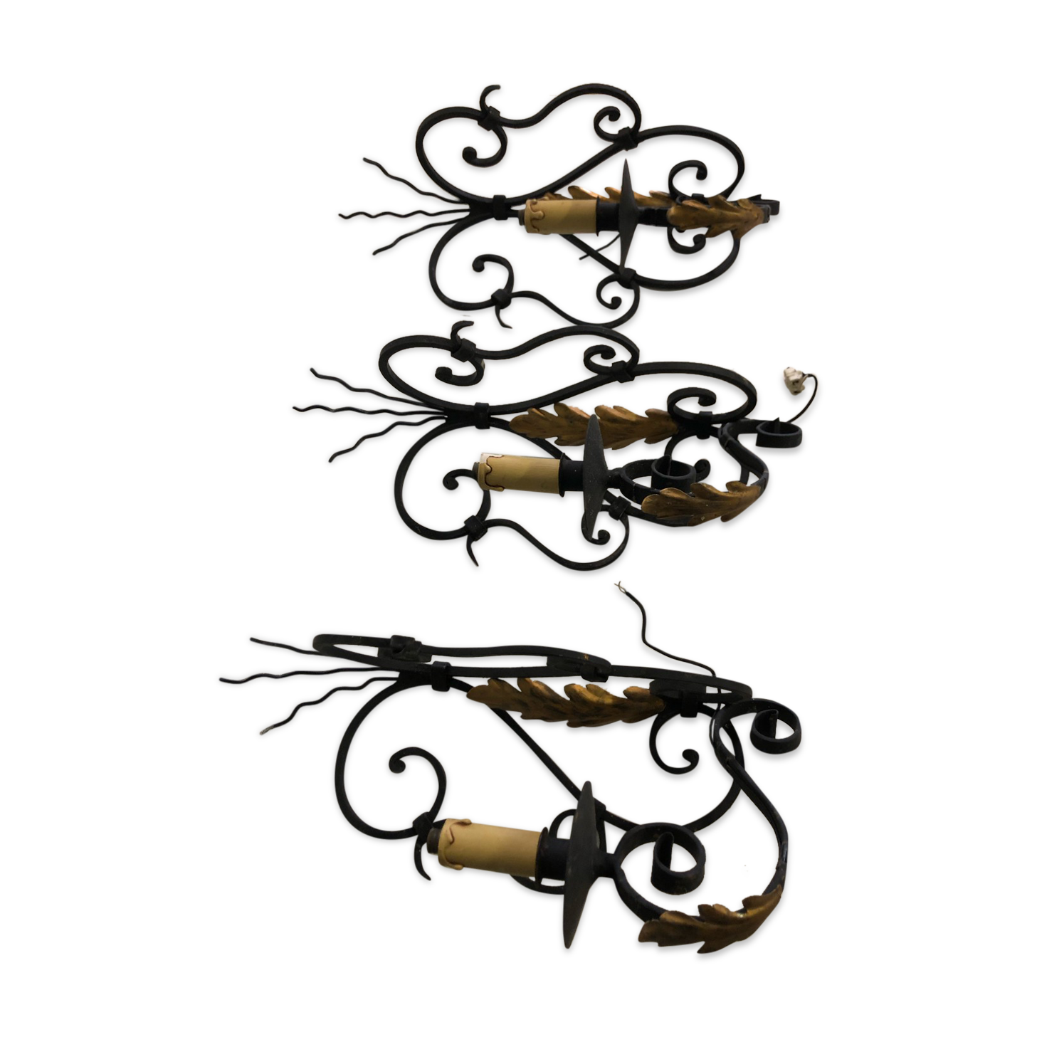 Wrought iron corner wall lights