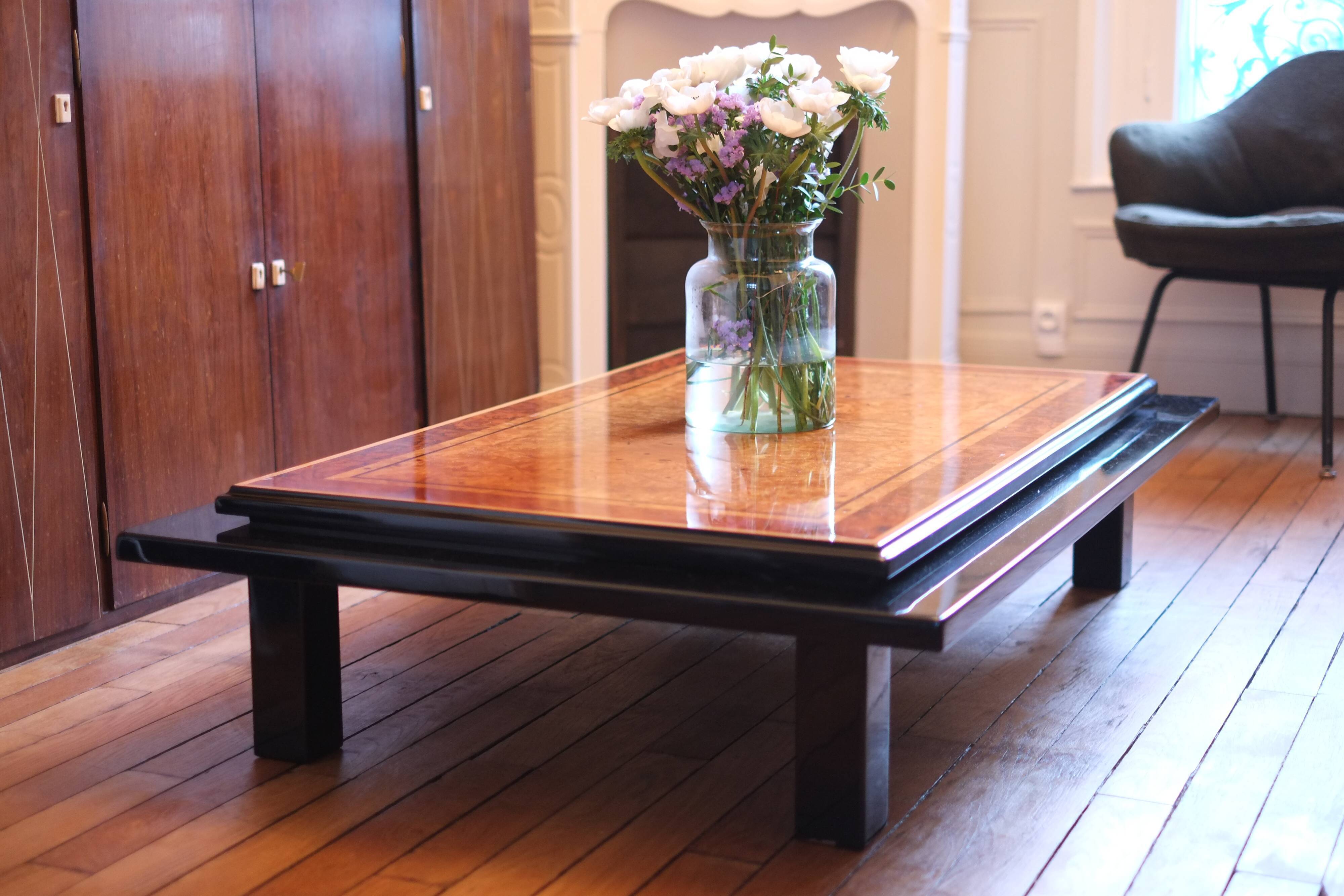 Elm and solid wood magnifier coffee table