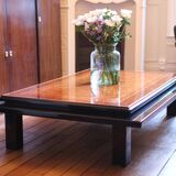 Table basse loupe d'orme & bois massif