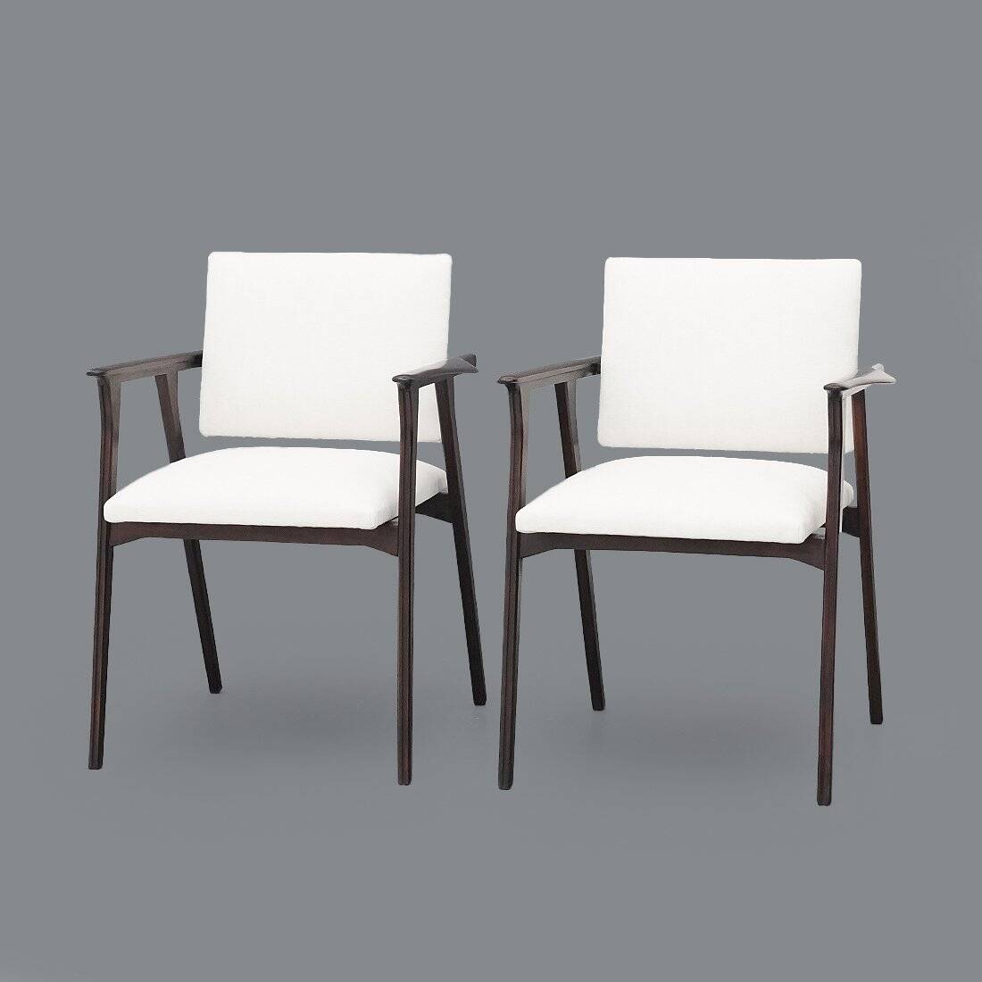 Vintage chaise longues with wooden armrests, 1950s, set of 2