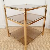 Side table gilded metal and smoked glass