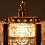 Vintage brass and frosted glass pendant, Vitrika glass pendant.