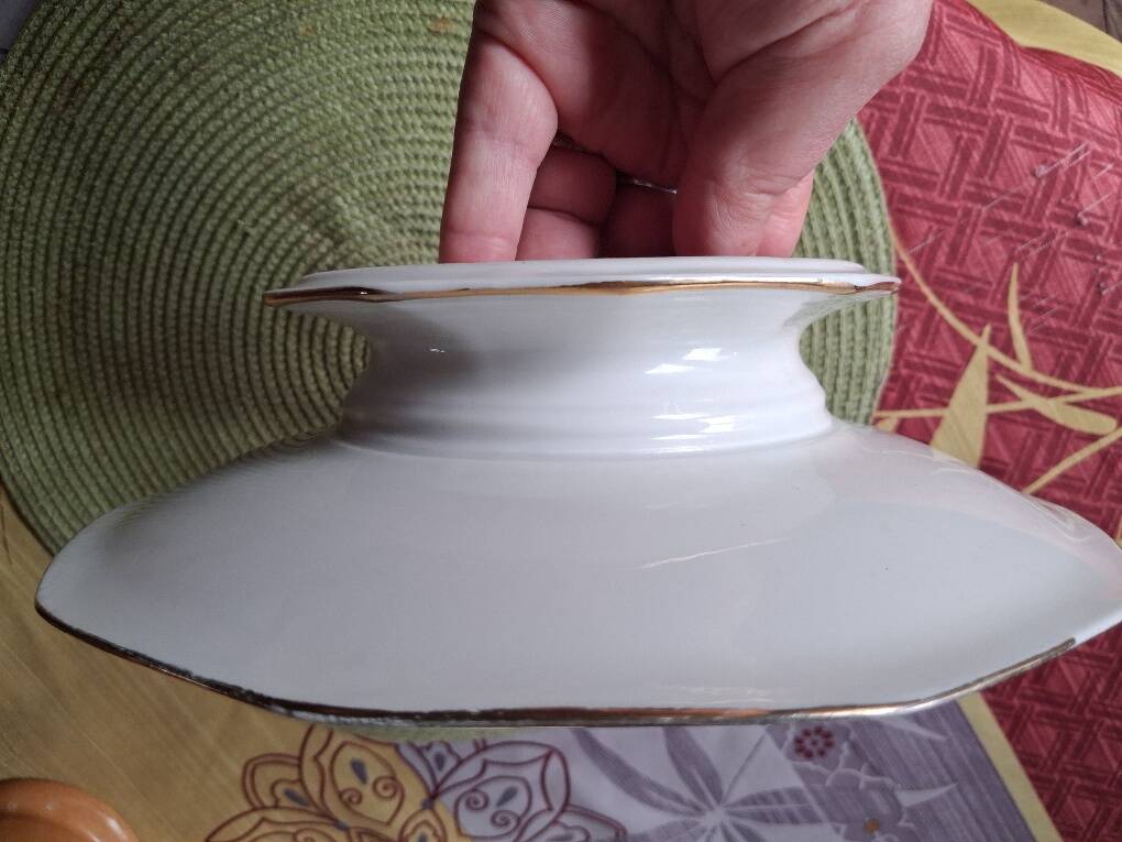 Compotier / assiette montée en porcelaine de limoges 1920-1930