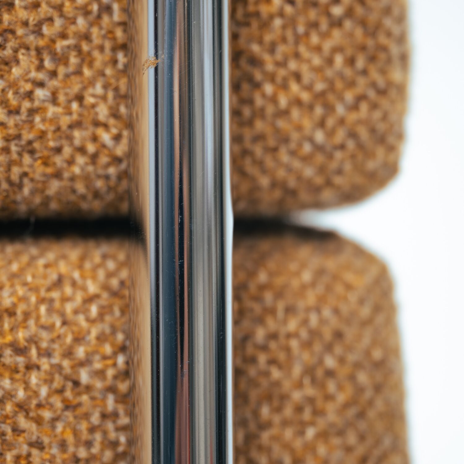 Bauhaus style tubular sleeping sofa in yellow ocre wool