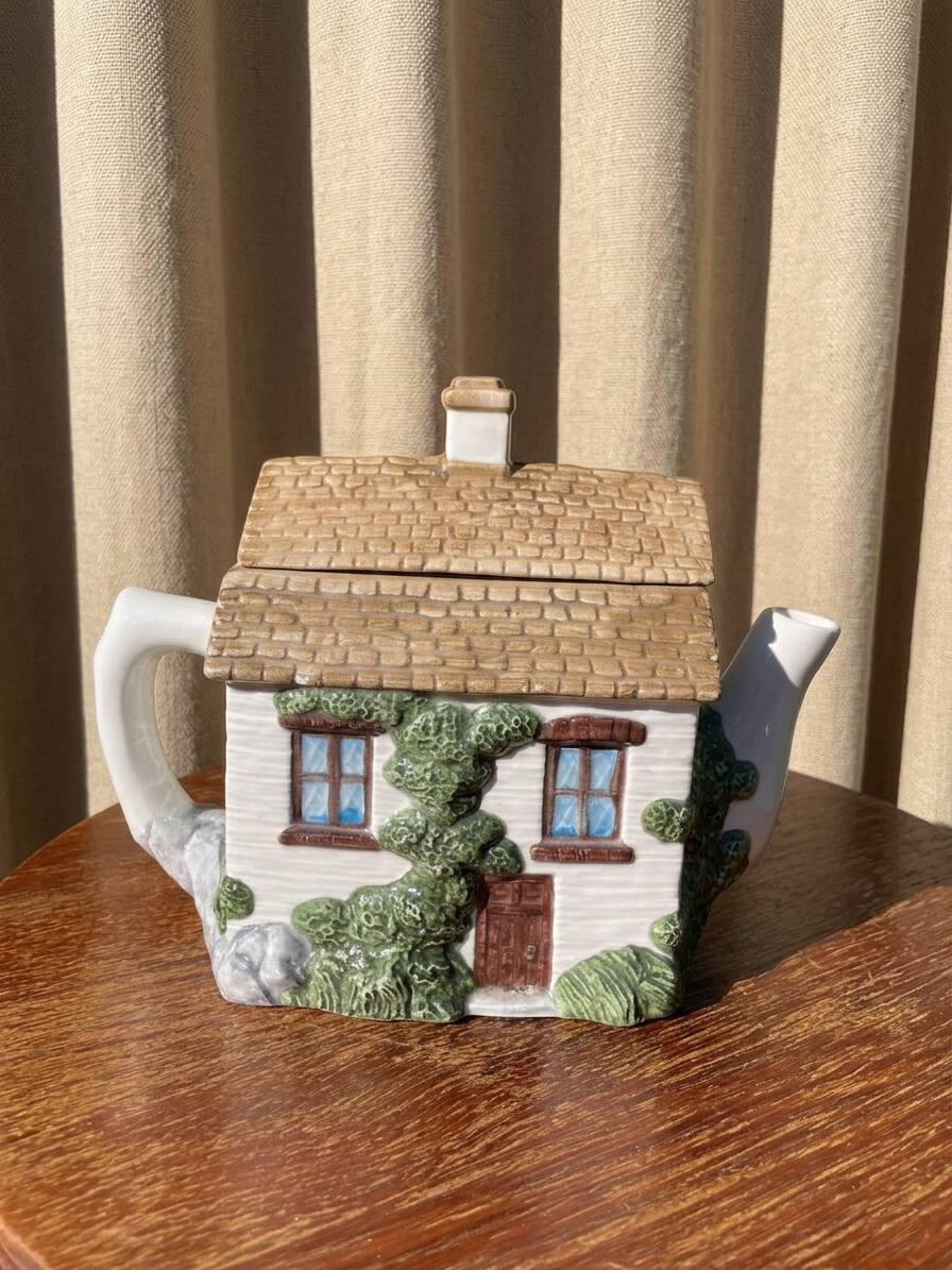 English cottage slipware teapot