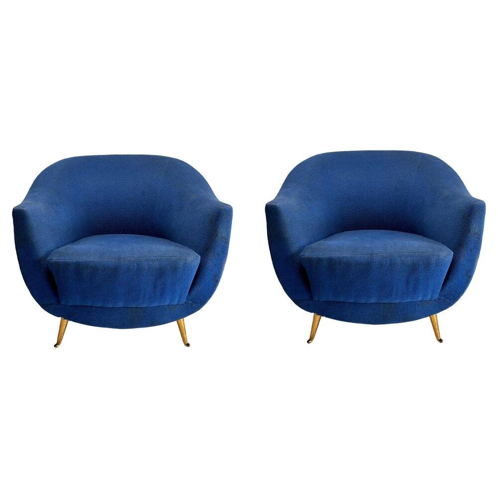 Set of Mid-Century Italian Armchairs attributed to ISA, 1950s