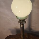 bronze lamp Corinthian column green opaline superb 52x13 cm