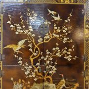 Vintage Chinese cabinet with birds & flowers, red & gold (bohemian)