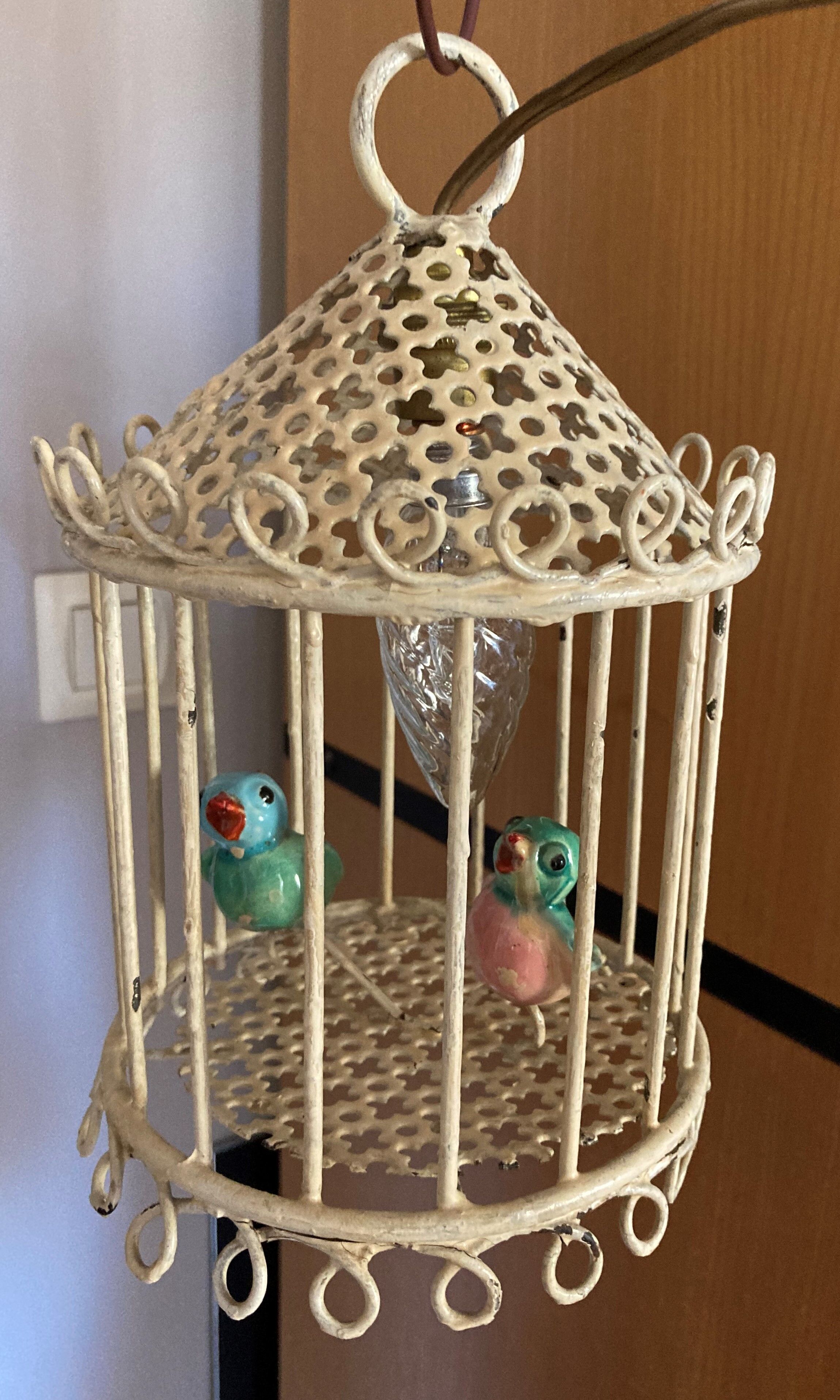 Bird cage lamp in vintage ceramics 50 years