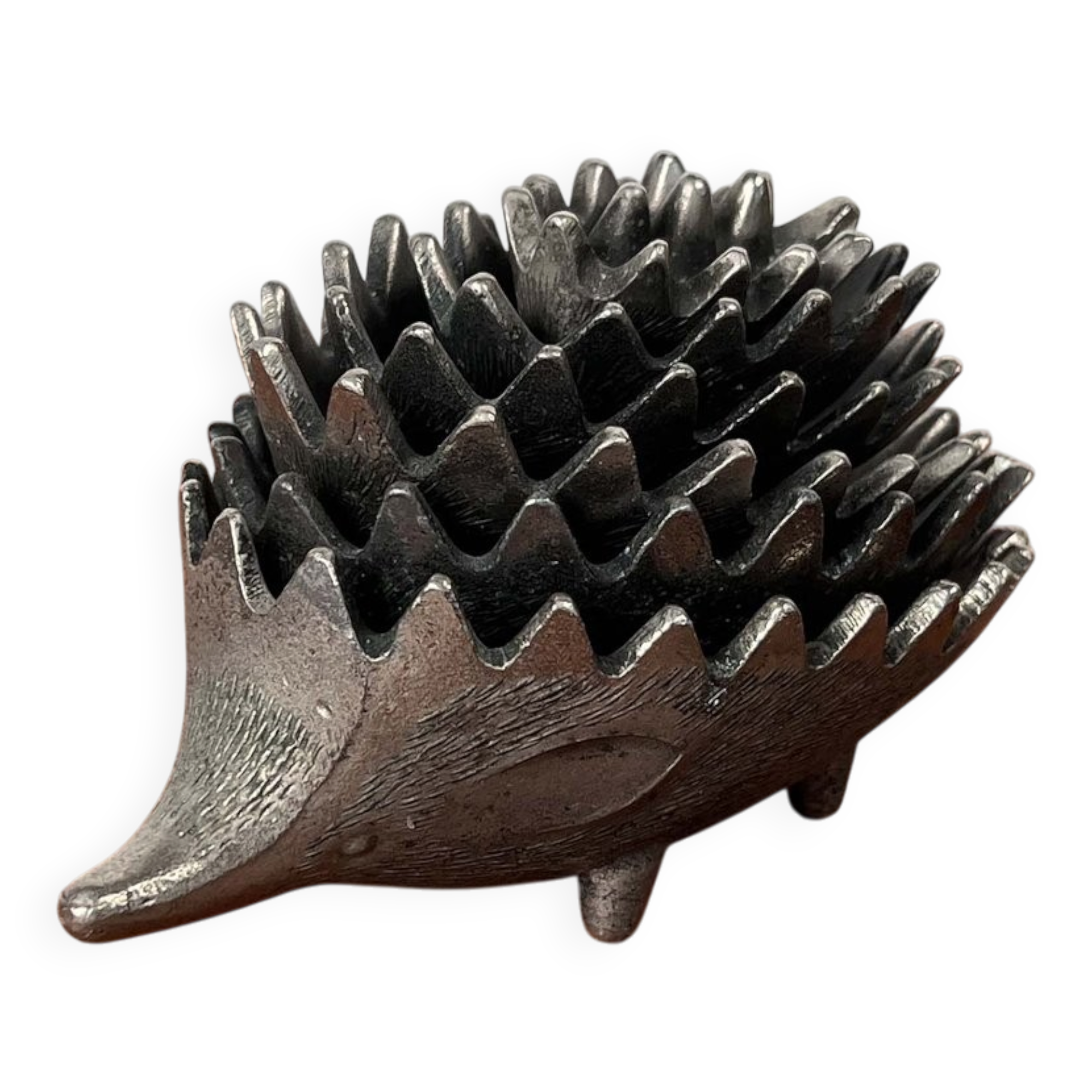 Stackable metal ashtray hedgehog mid-century USSR, 1960s, set of 6
