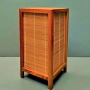 Tarogo Shoji living room lamp in wood and bamboo reeds Japan 80s