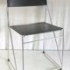 Modernist design chair chrome metal and black leather - 70s