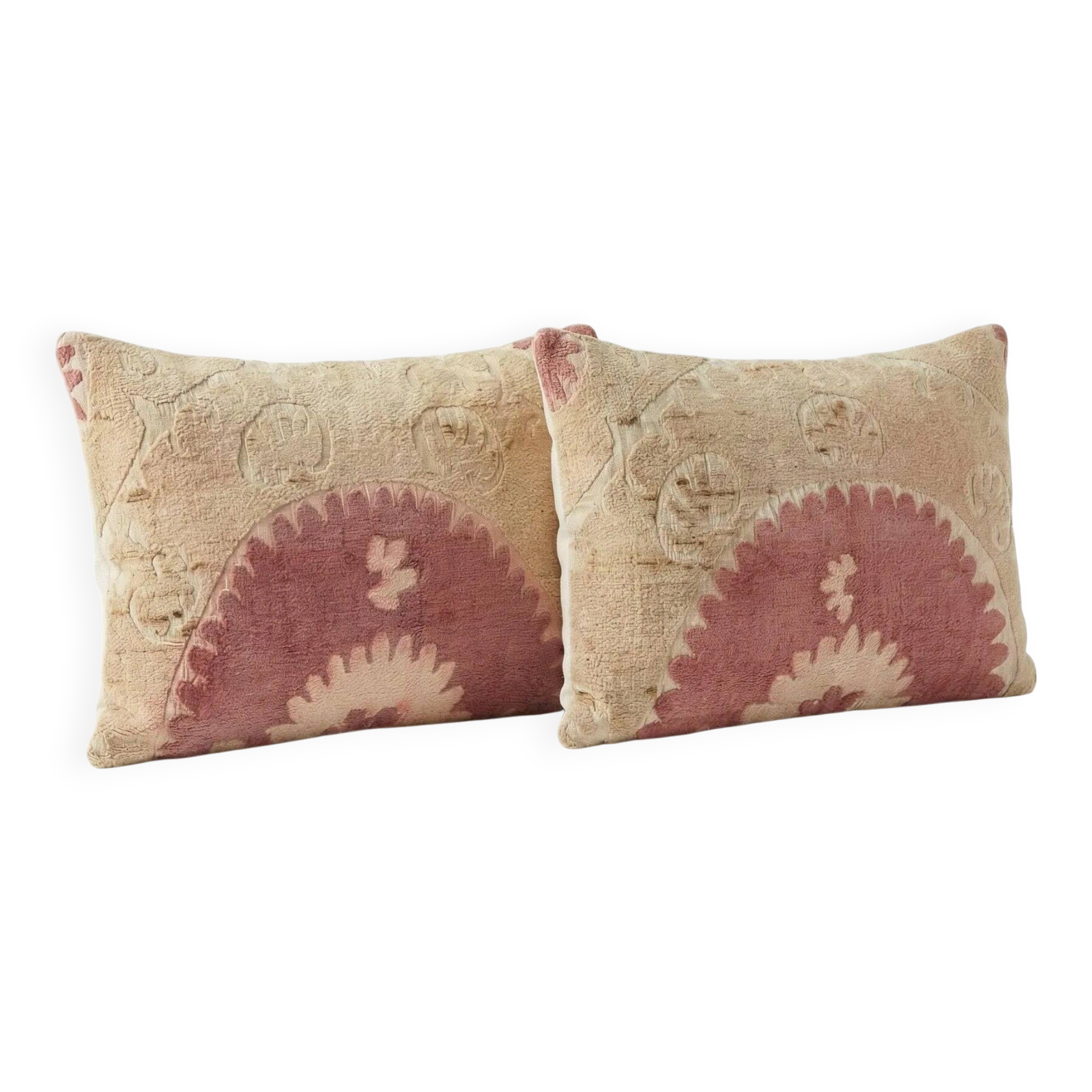 Set of 2 vintage embroidered cushion covers 41x61 cm