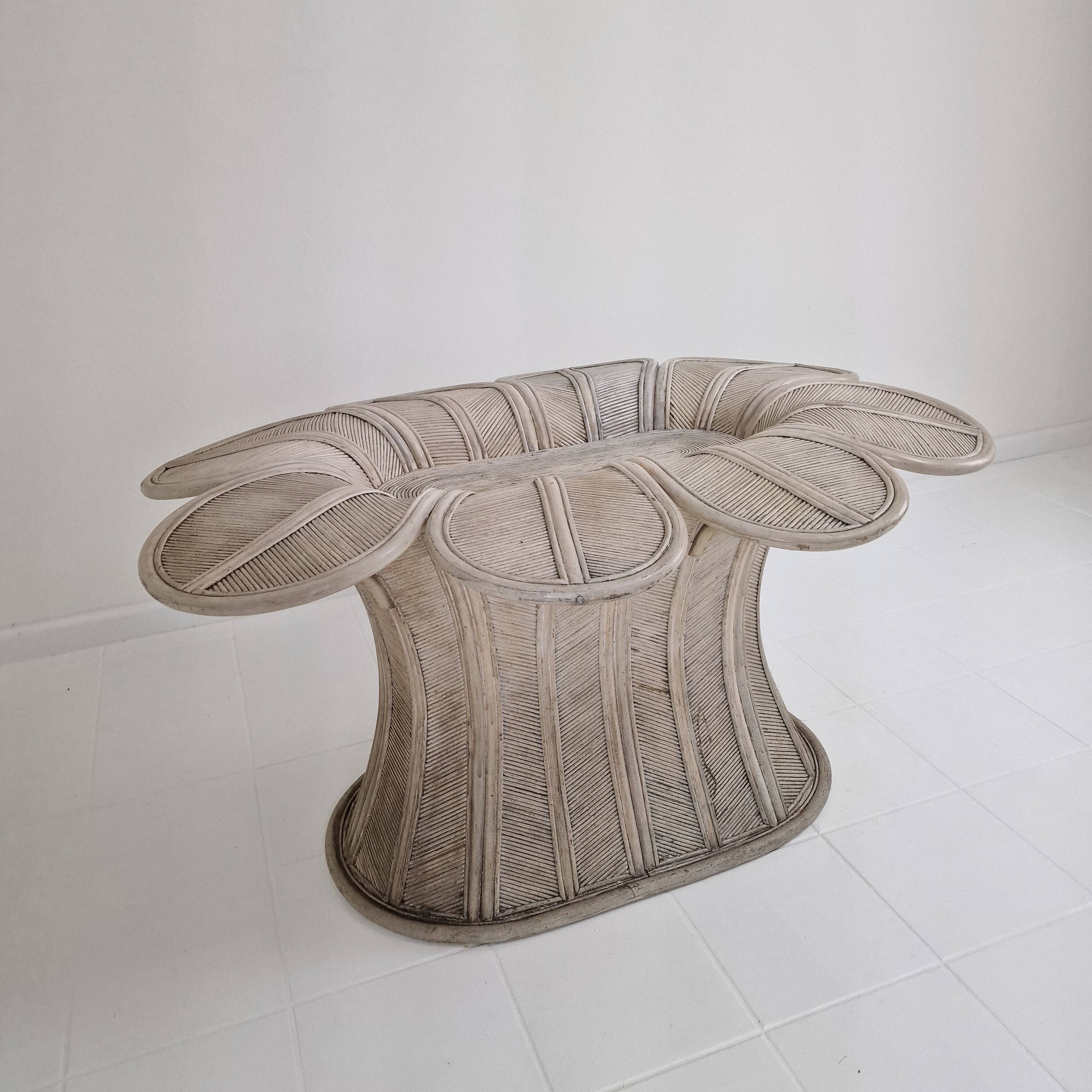 Vintage Oval Bamboo and Rattan Dining Table Base, France 1980's