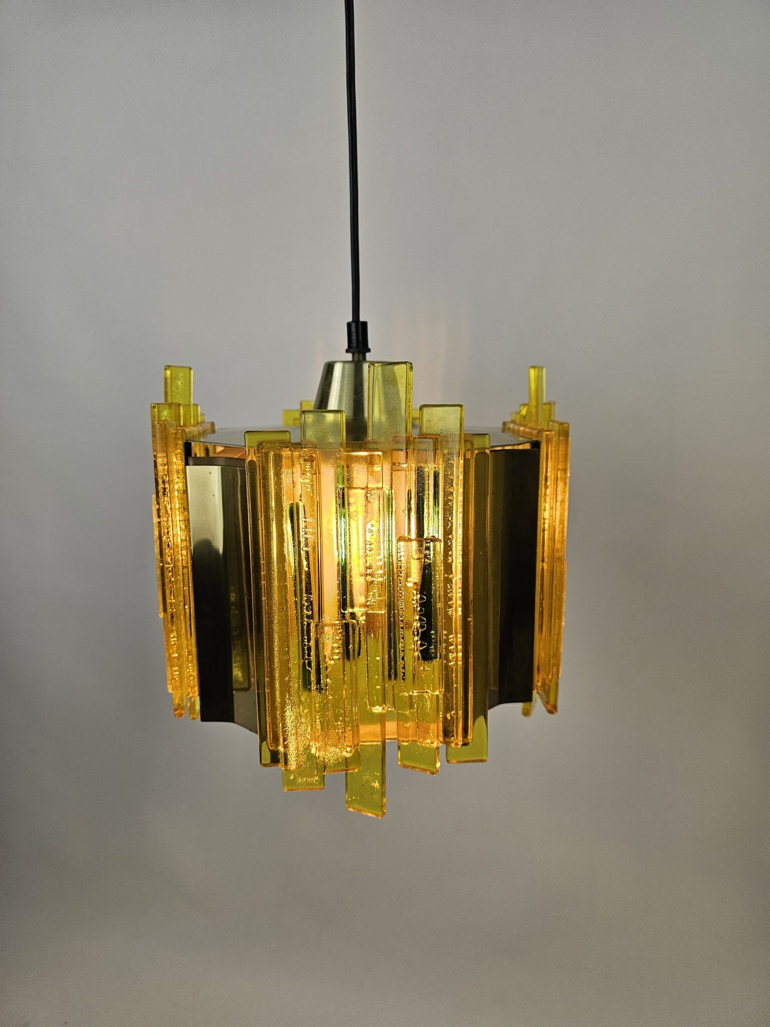 Claus Bolby brass and plastic pendant lamp
