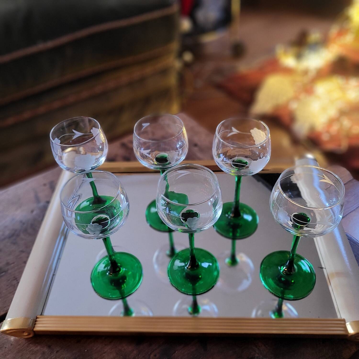 ​Suite de 6 verres Roemer à calice ciselé - Circa 1970
