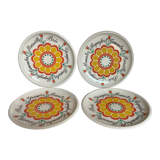 Quatre assiettes à fromages vintage à fleurs