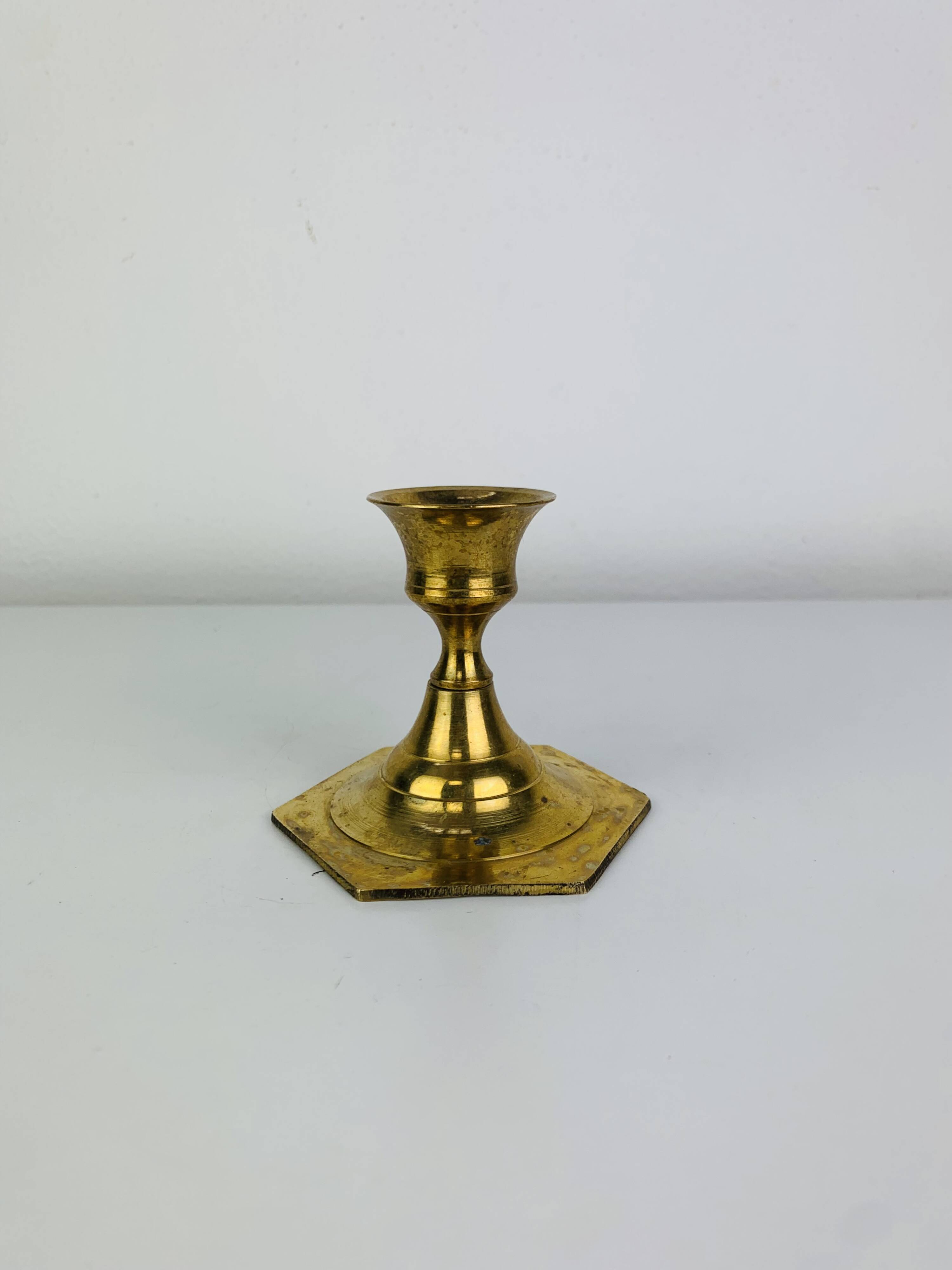 Bougeoir laiton doré octogonal, vintage