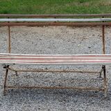 Garden bench with folding wooden slats base tubes from the 50s