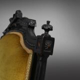 French Empire style  Black Wood and Velvet Armchair, 1850s