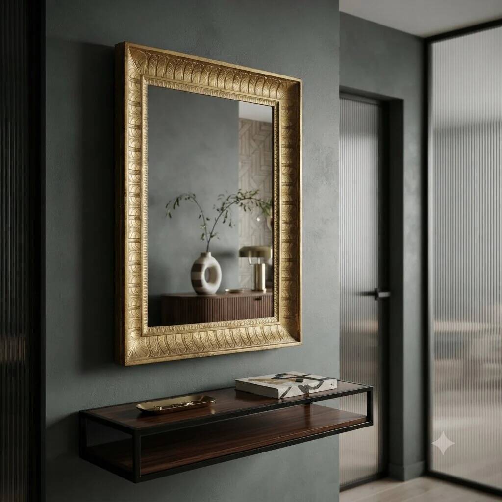 Antique Empire mirror in gilded wood, Italy, 19th century.
