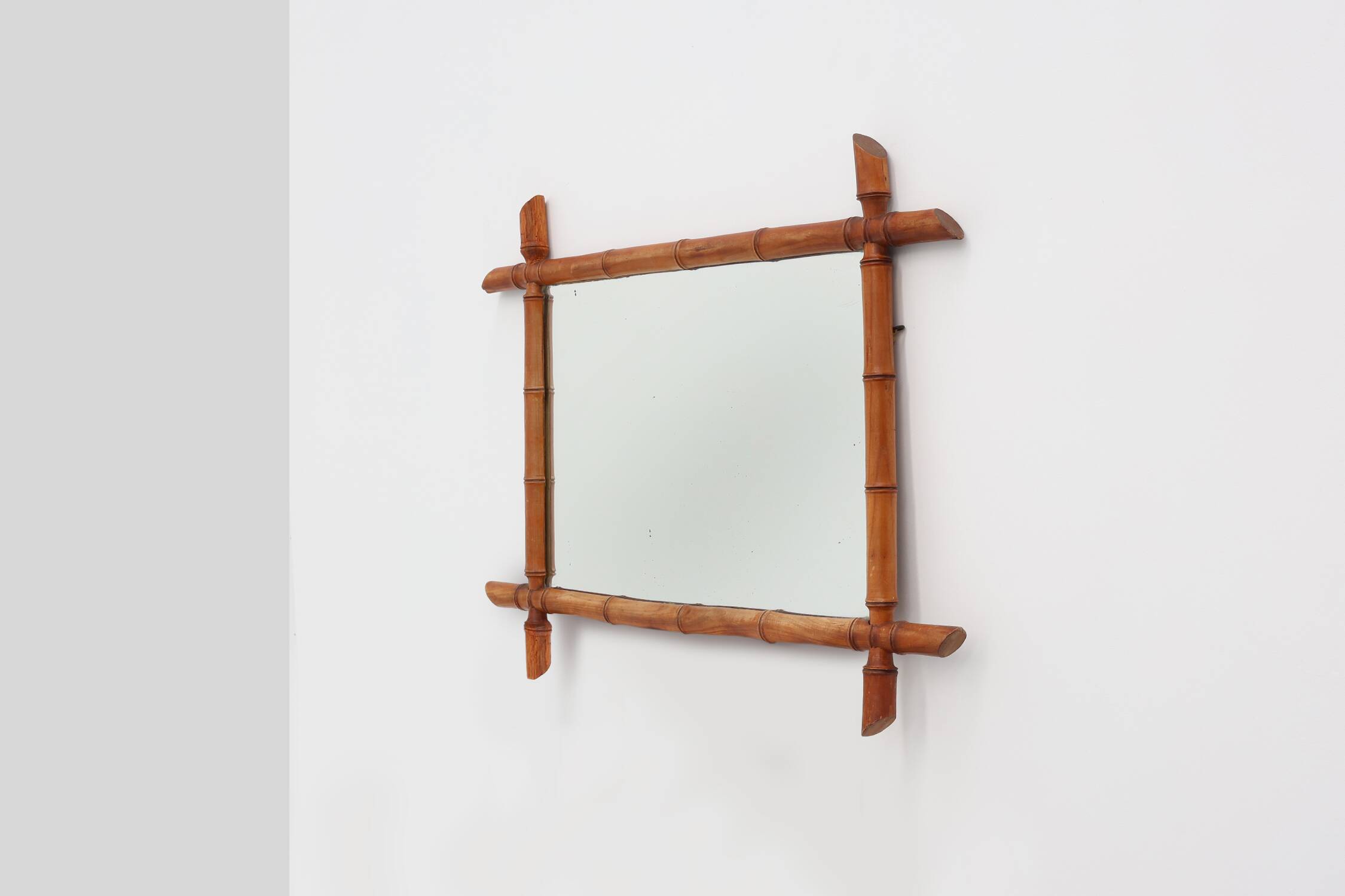 20th century rectangular faux bamboo wall mirror, France ca. 1960