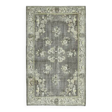 1970s Vintage Turkish Oushak Handmade Wool Cotton Brown Area Rug 151x262