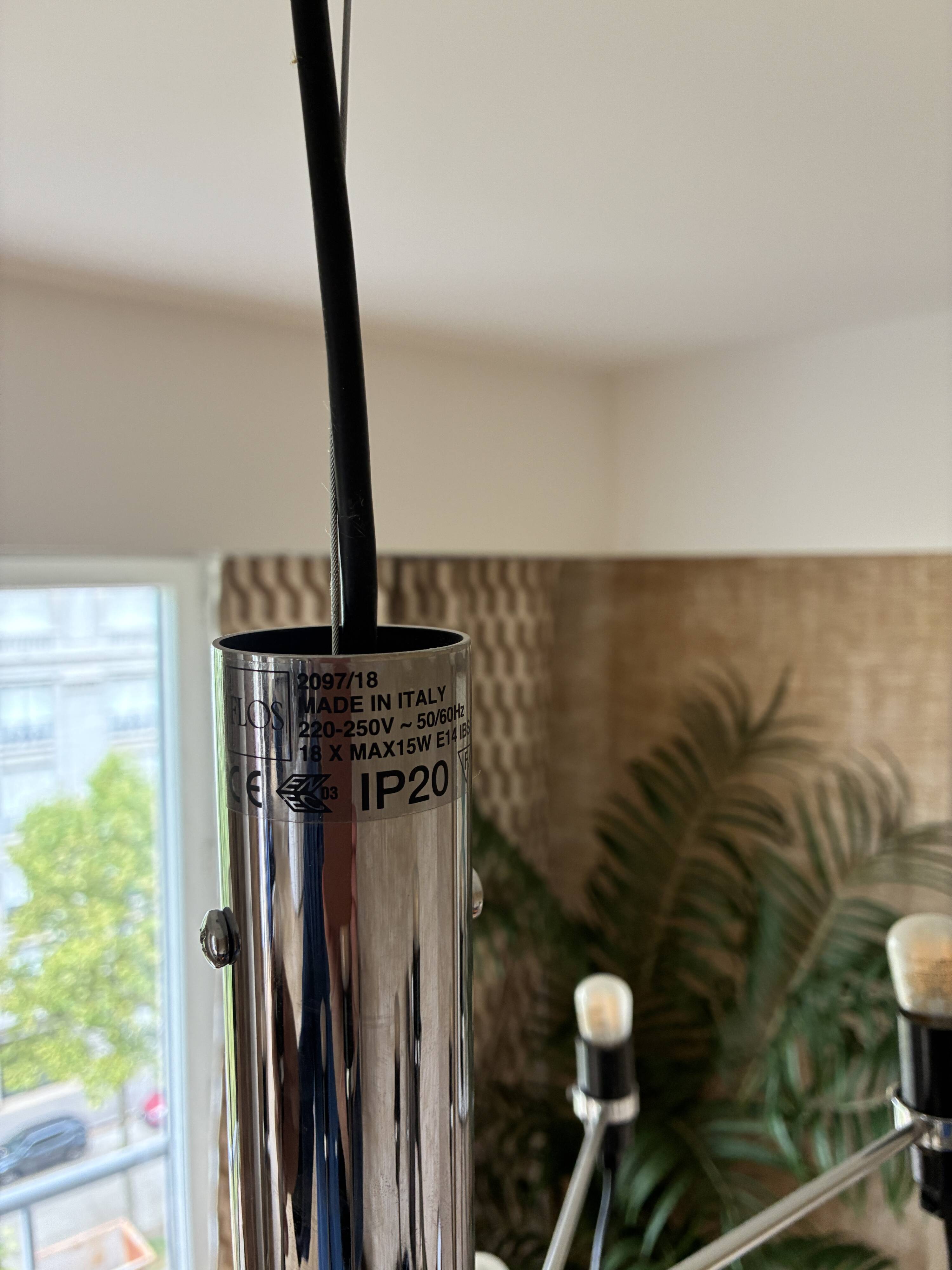 Gino Sarfatti pendant light in chrome steel