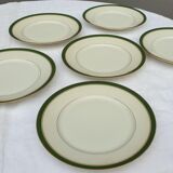 Set 6 porcelain plates Aux Lions de Faïence 1920 imperial green and gold
