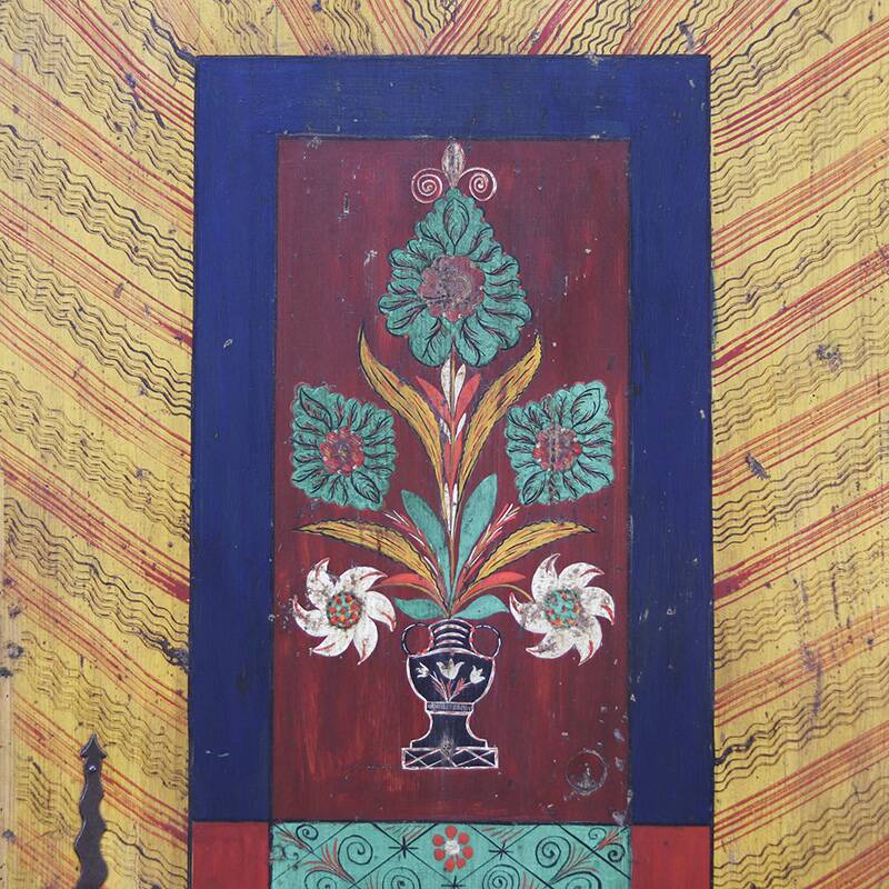 Rustic Farmhouse Folk Art Painted Bridal Cabinet