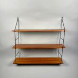 Étagère murale vintage avec trois étagères en placage de teck
