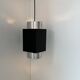 Suspension vintage, chrome et métal noir, Scandinavie, 1970