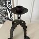 Brutalist iron candlestick Folk art