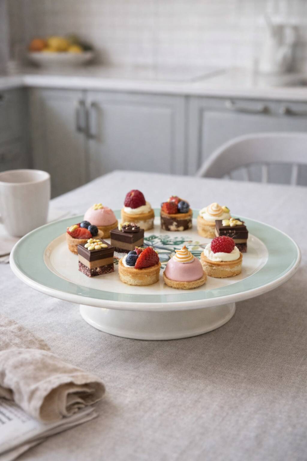 Vintage Villeroy & Boch serving dish on stand, Botanica collection.