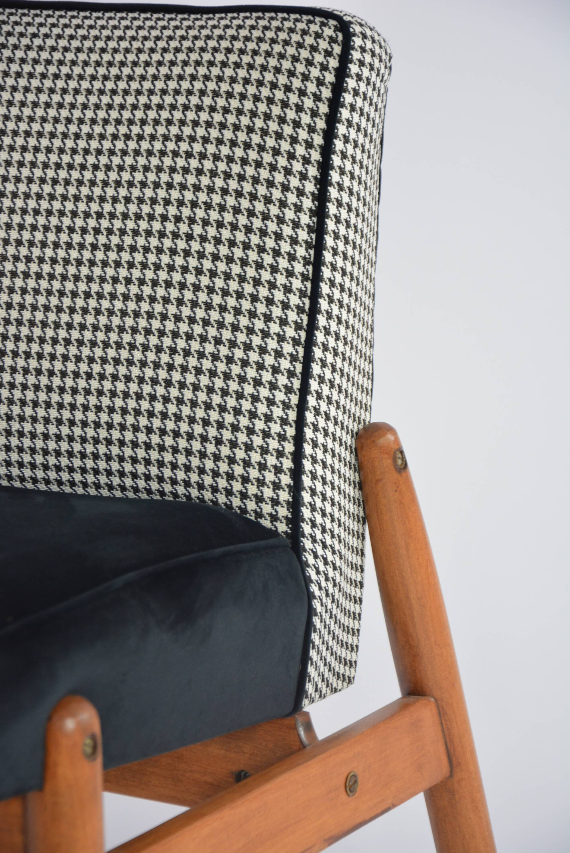 Black and white armchair without armrests