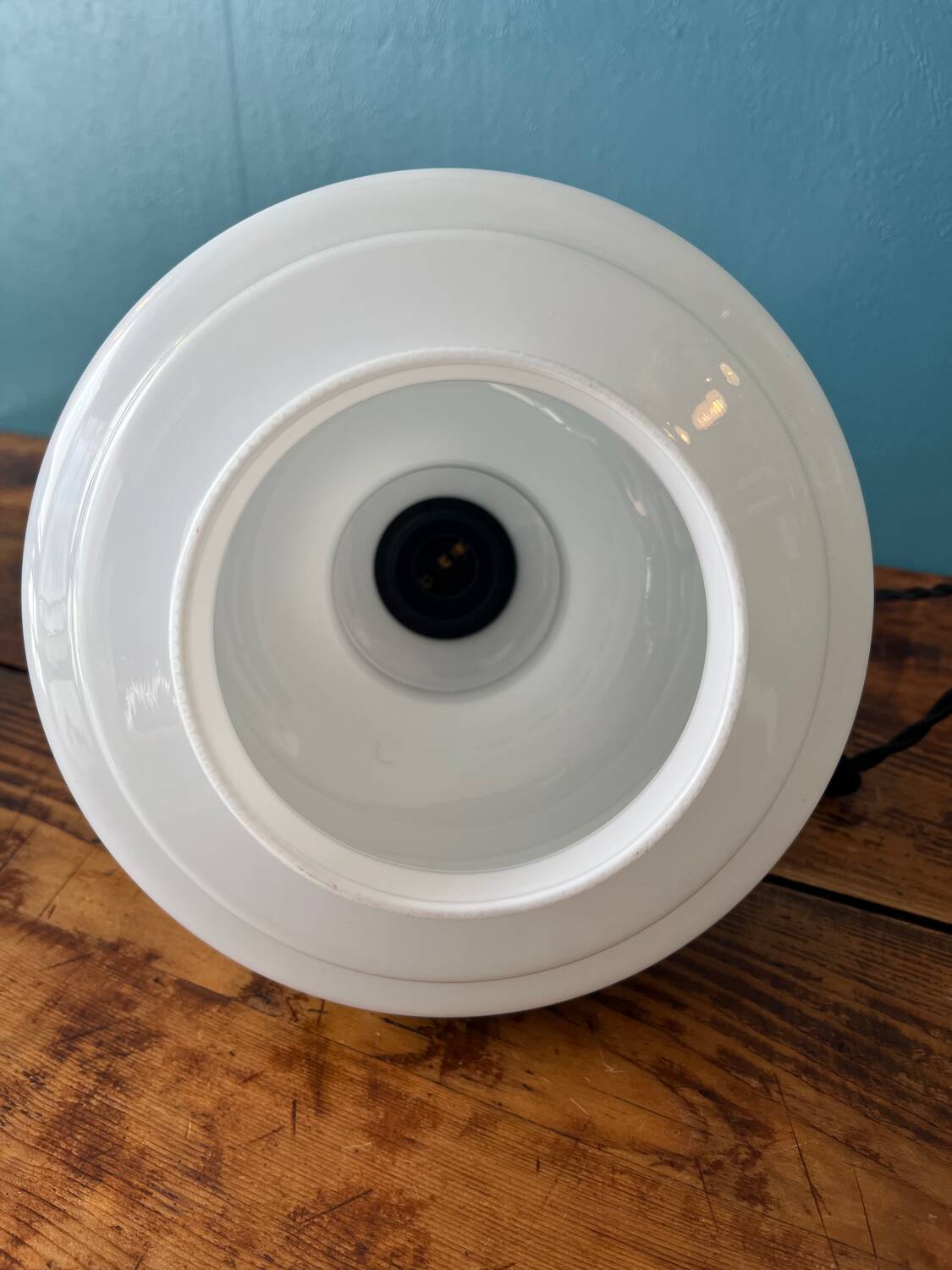 80s pendant light with white and green flower pattern